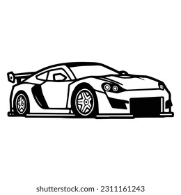 sports car in flat line art style isolated on background