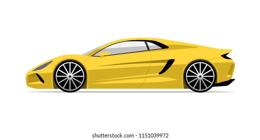 Sports car in flat style. Side view of the supercar isolated on white background
