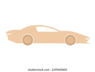 Sports car with gold alloy caps on wheels. Hand Drawn. Freehand drawing. Doodle. Sketch.	