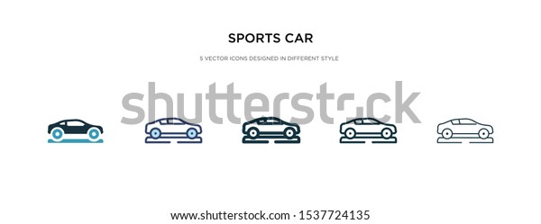 sports car\
icon in different style vector illustration. two colored and black\
sports car vector icons designed in filled, outline, line and\
stroke style can be used for web, mobile,\
ui