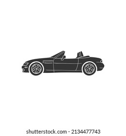 Sports Car Icon Silhouette Illustration. Race Transport Speed Vector Graphic Pictogram Symbol Clip Art. Doodle Sketch Black Sign.