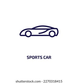 sports car icon from transportation collection. Thin linear sports car, auto, speed outline icon isolated on white background. Line vector sports car sign, symbol for web and mobile