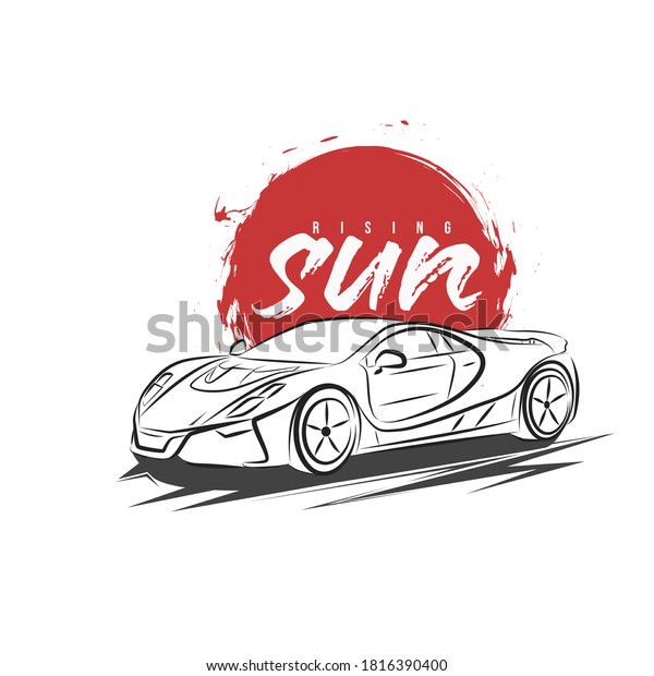 sports car\
illustration for t shirt\
design.