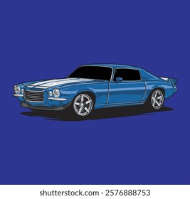 Sports Car Illustration Vector With Blue Background.