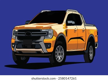 Sports Car Illustration Vector With Blue Background.