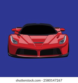 Sports Car Illustration Vector With Blue Background.