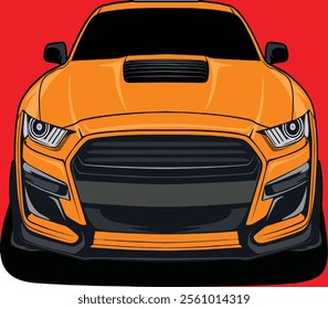 Sports Car Illustration Vector With Red background.