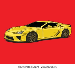 Sports Car Illustration Vector With Red Background.