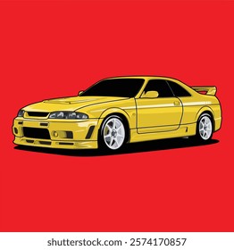 Sports Car Illustration Vector With Red Background.