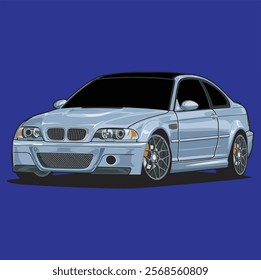 
Sports Car Illutration Vector With Blue background.