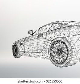 Sports car left view. The image of a sports gold car on a black background