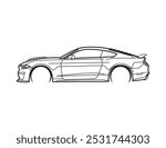 Sports car line art illustration metal art 