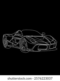 sports car line art vector image on black background