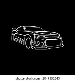 sports car line art white color