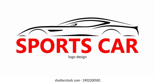 Sports car logo design. Silhouette of a car with place for company name, text, title. Vector illustration