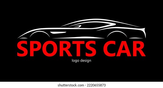 Sports car logo design. Silhouette of a car with place for company name, text, title. Vector illustration.