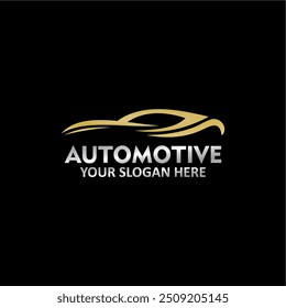 Sports car logo, gold car, automotive 