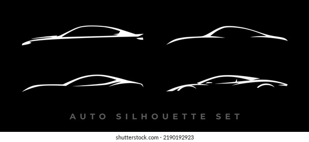 Sports Car Logo Icon Set. Motor Vehicle Dealership Emblems. Auto Silhouette Garage Symbols. Vector Illustration.