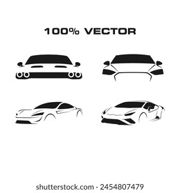 Sports car logo icon set. Motor vehicle silhouette emblems. Auto garage dealership