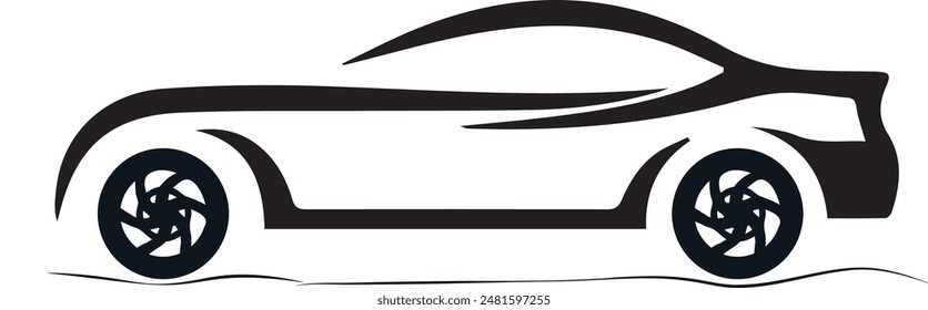 Sportwagen-Logo-Icon-Set auf schwarzem Hintergrund. Embleme des Kfz-Händlers. Auto Silhouette Garage Symbole. Vektorillustration