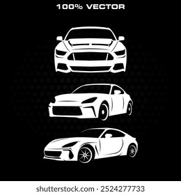 Sports car logo icon set. Motor vehicle silhouette emblems.