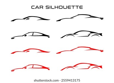 Sports car logo icon set. Motor vehicle silhouette emblems. Auto garage dealership 