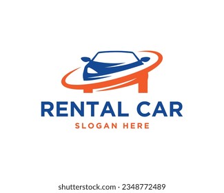 Logo de un coche deportivo. Plantilla vectorial de diseño de logotipo de alquiler de coches.
