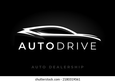 Sports Car Logo Silhouette. Motor Vehicle Dealer Emblem. Auto Garage Icon. Automotive Dealership Symbol. Vector Illustration.