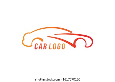 Sports car logo. Vector template made in the form of an automobile silhouette.