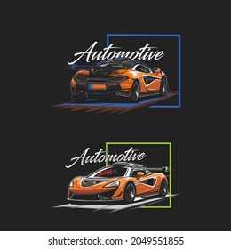  sports car orange color t shirt design