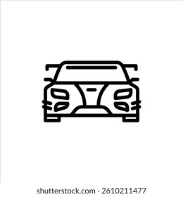 sports car outline icon. racing car black line illustration.