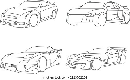 Sports Car Outline Vector Based Stock Vector (Royalty Free) 2123702204 ...