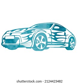 sports car racer watercolor vector