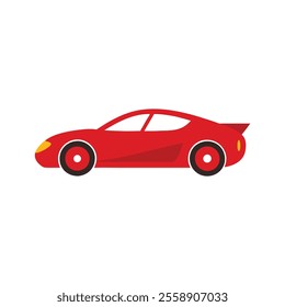 Sports Car Racing Red Color Vector Illustration Design On White Background