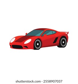 Sports Car Racing Red Color Vector Illustration Design On White Background