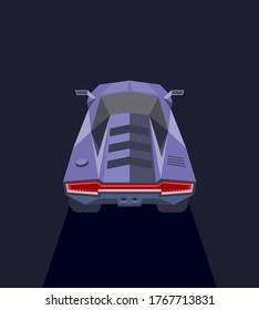 Vista trasera de un coche deportivo, diseño conceptual para juegos o presentaciones. Vector