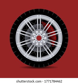 Sports car rim. car tyre collection isolated graphic design for modern transportation car.