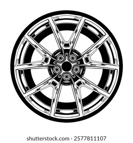 Sports Car Rim Vector Design Illustrator