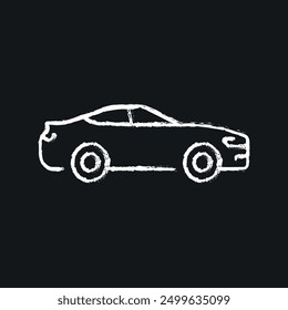 Sports car from the side chalk icon. Vector isolated black illustration. chalk icon. Vector isolated black illustration.