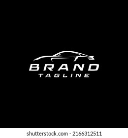 Diseño del logotipo de silueta de coches deportivos con detalles realistas