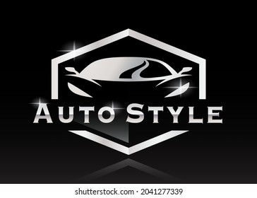 Sports Car Silhouette Logo. Performance Supercar Motor Vehicle Badge. Auto Style Dealership Garage Icon. Vector Illustration.
