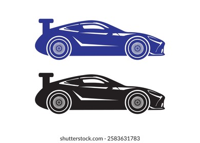 sports car silhouettes with white background and color version vector illustration