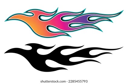 Sports car Speed fire flame decal vinyl sticker. Racing car tribal fire flames vector eps graphic. Side vehicle decoration for car, auto, truck, boat, suv, motorcycle.