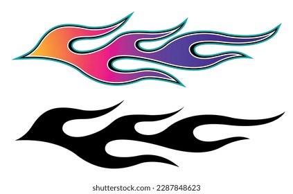 Sports car Speed fire flame decal vinyl sticker. Racing car tribal fire flames vector eps graphic. Side vehicle decoration for car, auto, truck, boat, suv, motorcycle.