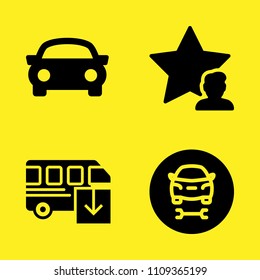 sports car, star, bus and car repair vector icon set. Sample icons set for web and graphic design