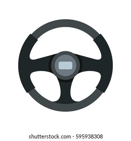 Sports car steering wheel icon in flat style isolated on white background vector illustration