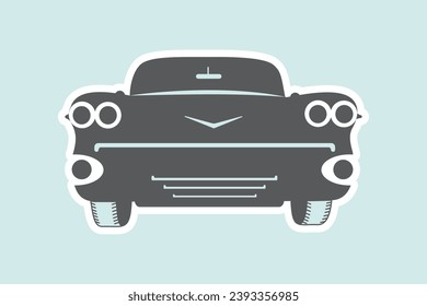 Ilustración vectorial de la vista frontal de Sports Car Sticker. Concepto de icono de transporte de vehículos. Logo de diseño de stickers de autos deportivos con sombra.