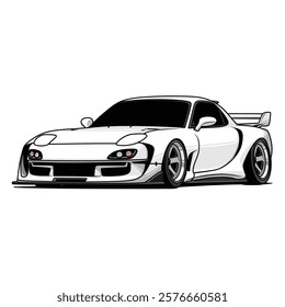 sports car style full color, automotive car, jdm car. for t-shirt design, print product and design element 02