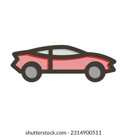 Sports Car Thick Line Filled Colors For Personal And Commercial Use.
