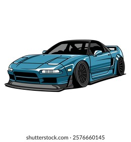 sports car vector illustration  with full color style, automotive car, jdm car. for t-shirt design, print products and design elements